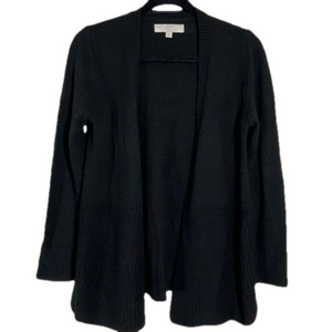 Ann Taylor Loft Black Italian Wool Open Front Cardigan, Lady’s Medium